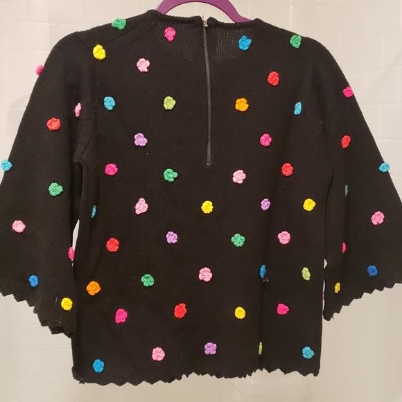 Vintage Sweater Phil Rose of California Wool Crochet Applique 1960s Small - Picture 2 of 5